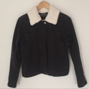 Moto jacket with shearling collar